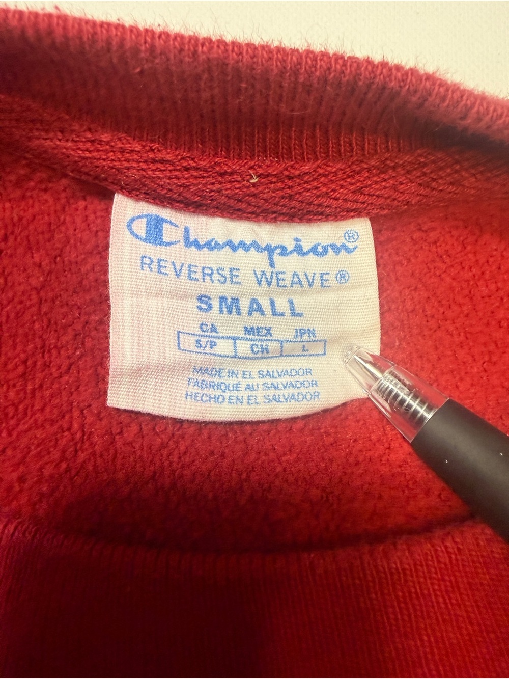 Champion Reverse Weave Small Red Crewneck Sweatshirt - Picture 4 of 9